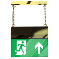 X-MP3 Markeringslys 30m i polert messing, for vegg eller takmontering, batteriarmatur 3t autotest samt sentralisert 230Vac/dc eller 24Vac/dc