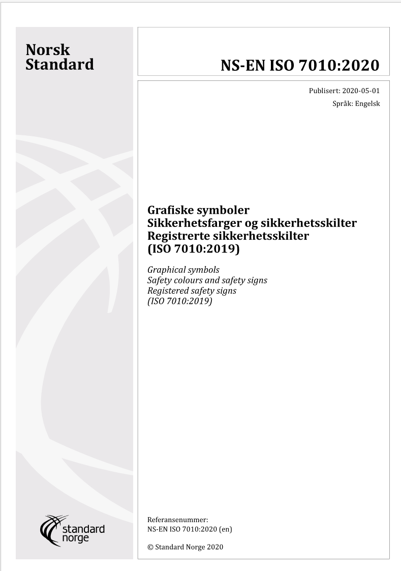 Markeringsskilt NS-EN ISO 7010 og korrekt pilretning